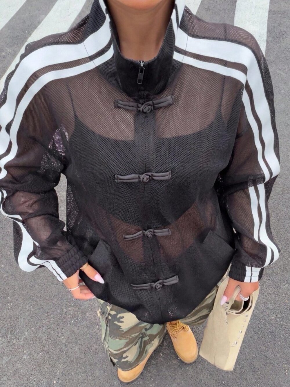 Black Casual Women's Sheer Jacket